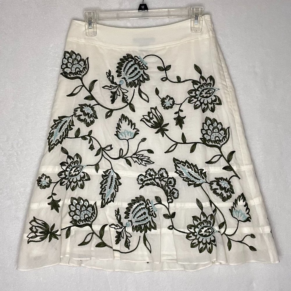 Ann Taylor Embroidered Floral Skirt